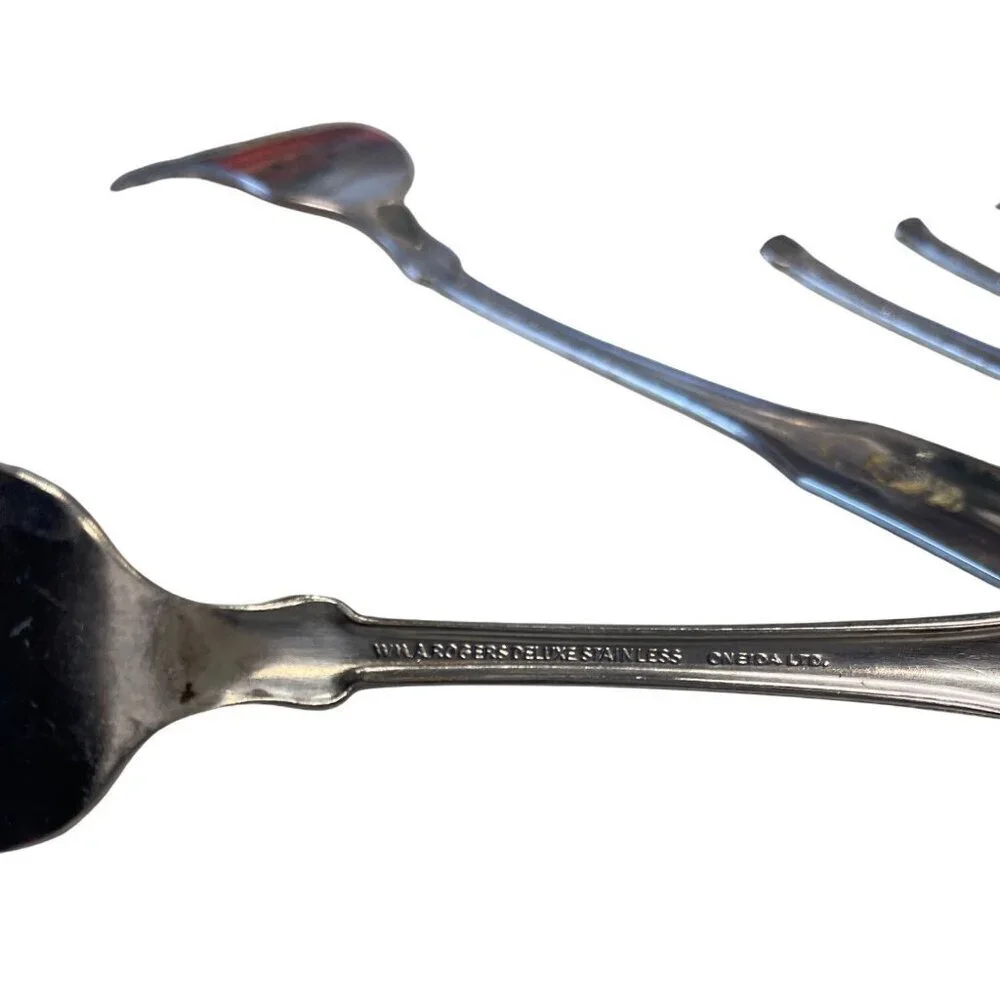 Wm A‎ Rogers Oneida Ltd Vintage Fine Stainless Meat Seafood Forks Set Of 6
